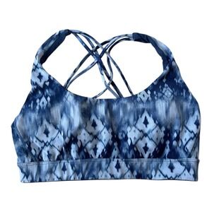 Victoria's Secret On Point Ikat Tie Dye Strappy Sports Bra Blue Print Medium VSX